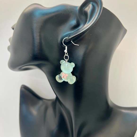 Teddy Bear Earrings - Gender Reveal Earrings - Baby Shower Earrings - DDLG Earri - Picture 9 of 10
